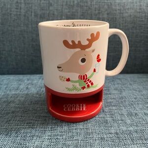 8 oz Caribou Coffee Mug with Cookie Warmer Shelf Reindeer Christmas Holiday